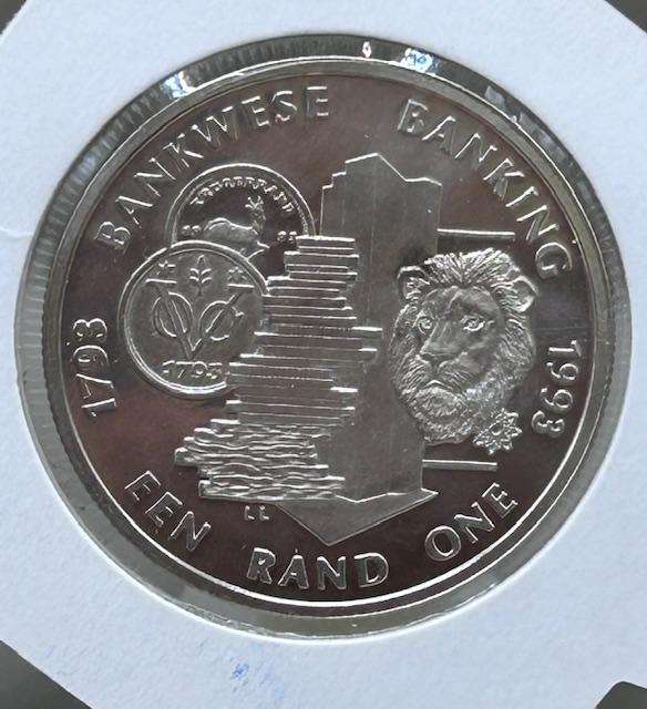 1993 SILVER UNCIRCULATED- BANKING - ONE RAND COIN SPOTLESS