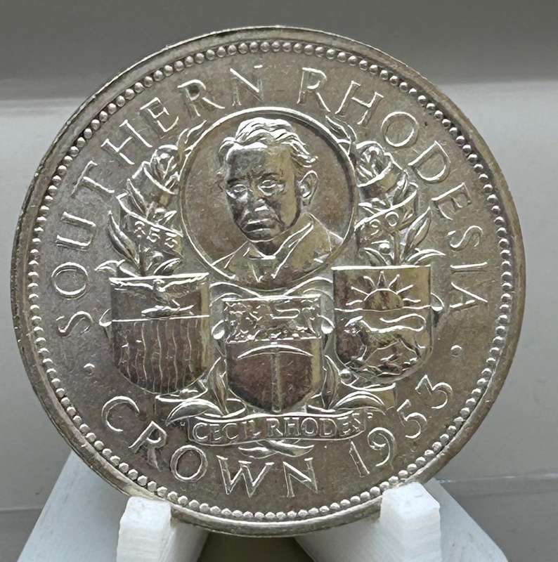 PROOF 1953 SOUTHERN RHODESIA CROWN ONLY 1500 MINTED SCARES AND NONE ON MARKET