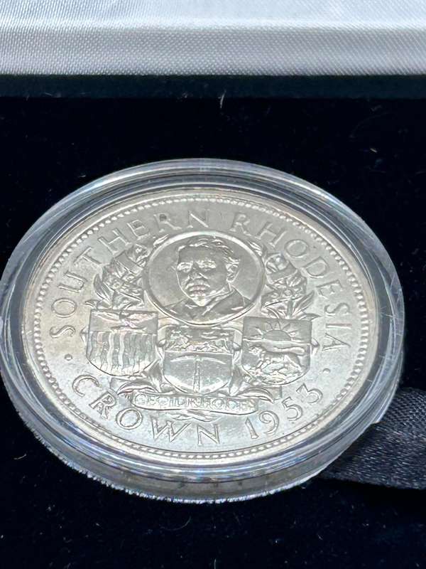 PROOF 1953 SOUTHERN RHODESIA CROWN ONLY 1500 MINTED SCARES AND NONE ON MARKET