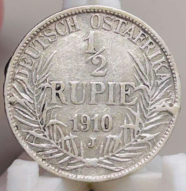 1910 1/2 RUPEE DEUTSCH OSTAFRIKA SILVER COIN