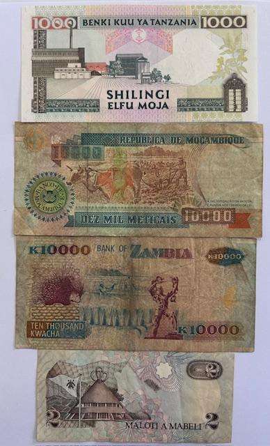 FOUR DIFFERENT COLLECTABLE AFRICAN WORLD BANKNOTES