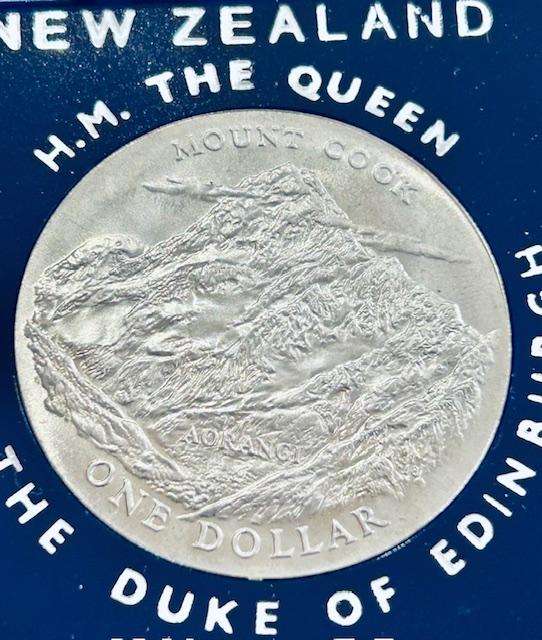 1970 New Zealand $1 Dollar Coin Queen & Duke of Edinburgh Royal Visit -SCARCE
