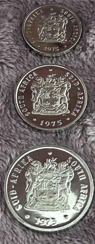 1975 PROOF SET OF 5, 10 and 20cent PACKAGE, SPOTLESS COINS