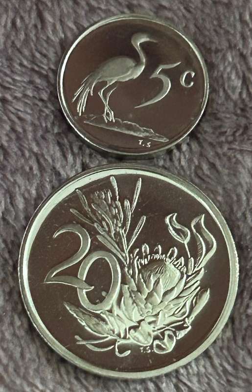 1969 PROOF COMBO 5 and 20 cent SPOTLESS COINS