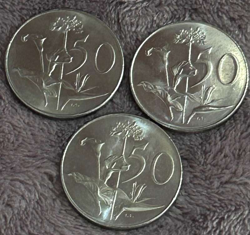 50 CENTS 1967, 1968, 1969 UNCIRCULATED COINS IN PRISTINE CONDITION (SCARES 1969 AFR VALUE R200+)