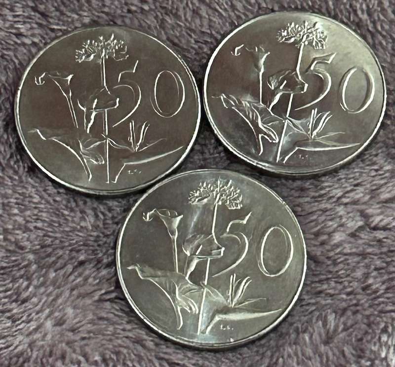 50 CENTS 1967, 1968, 1969 UNCIRCULATED COINS IN PRISTINE CONDITION (SCARES 1969 AFR VALUE R200+)