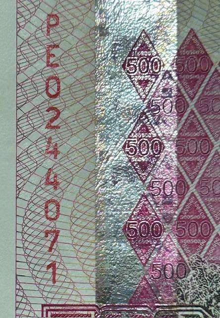 500 DOLLAR ZIMBABWE BANK NOTE IN A/ U CONDITION