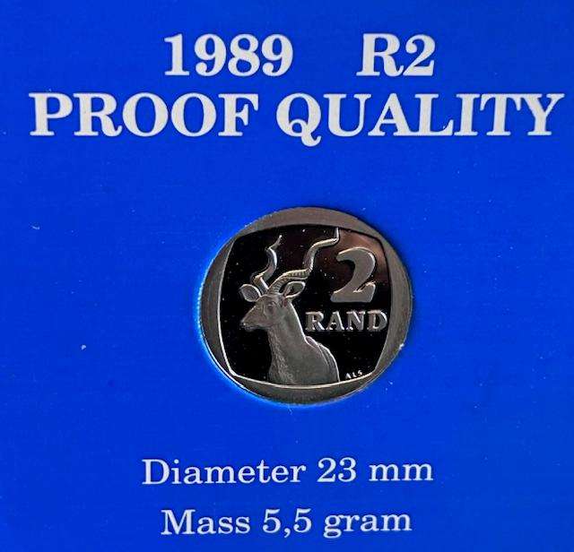 1989 - R2 PROOF COIN RSA - LIMITED EDITION - RARE - ENCAPSULATED ULTRA CAMEO