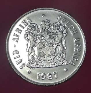 1987 R1 (S.A.) ONE RAND SILVER PROOF COIN (DUBBLE PROOF SET COIN)
