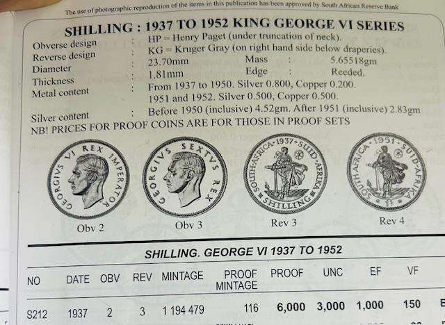 1937 UNION 1 SHILLING (PROOF-P/L) SEE IMAGE SILVER COIN
