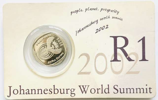 2002 South Africa 2002 R1 Johannesburg World Summit in SA Mint Card and capsule