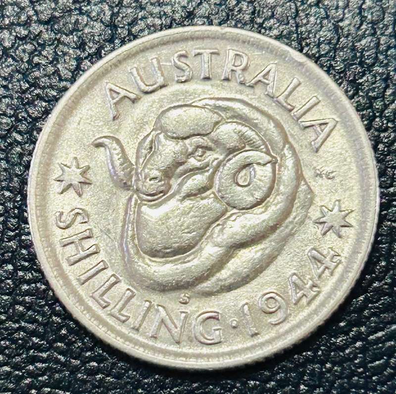 AUSTRALIA SILVER 1 SHILLING 1944 STERLING SILVER