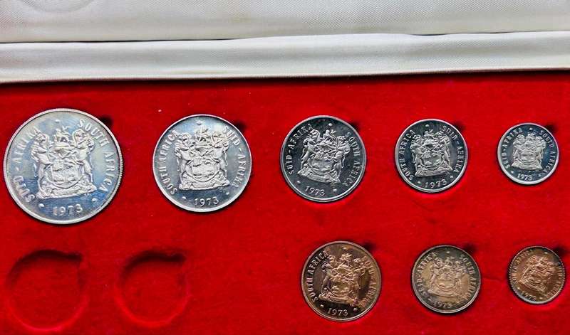 1973 SA PROOF SET IN ORIGINAL MINT BOX, SILVER RAND LOW MINTAGE ONLY 4000 PROOF SETS