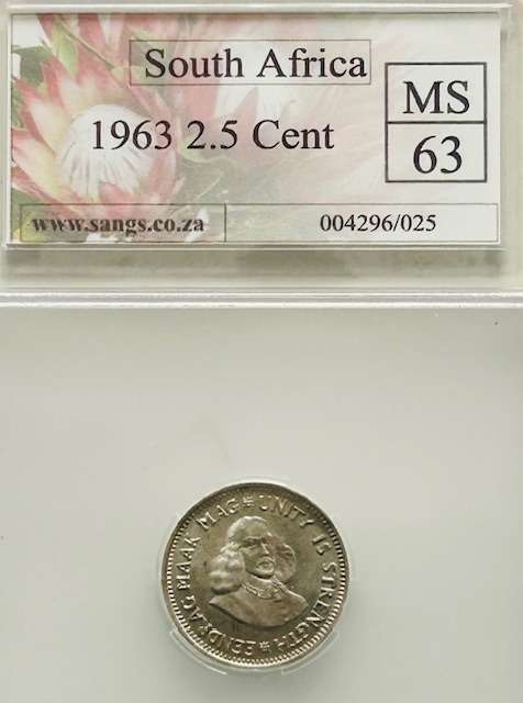 1963 Two and a half sent SANGS graded MS 63