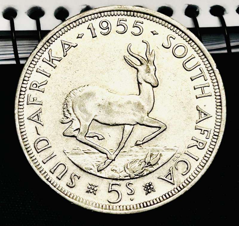 1955 UNION 5 SHILLING LOW MINTAGE IN MINT STATE.