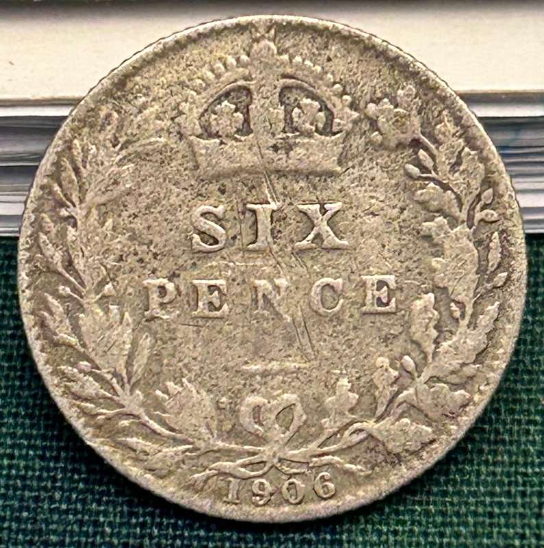 1906 BRITISH 6 PENCE RARE COIN (2,68 gram - 92.5 silver)