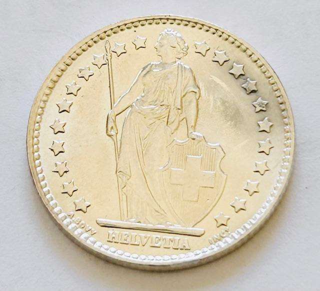 1963 SWISS 1 FRANK HELVETIA IN PRISTINE CONDITION ( SILVER COIN)