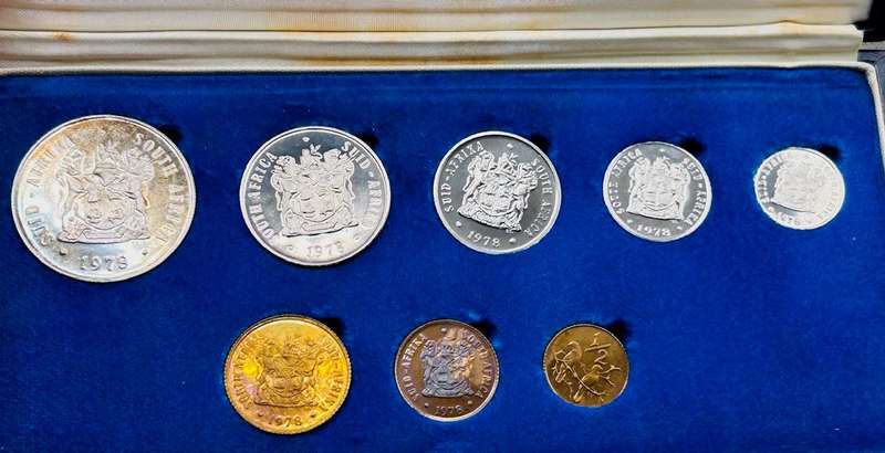 1978 SA PROOF SET IN ORIGINAL MINT BOX, SILVER RAND LOW MINTAGE ONLY 7000 PROOF SETS
