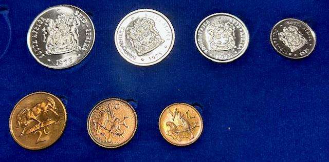 1975 SA Brilliant Partial Proof Set spotless coins no One Rand
