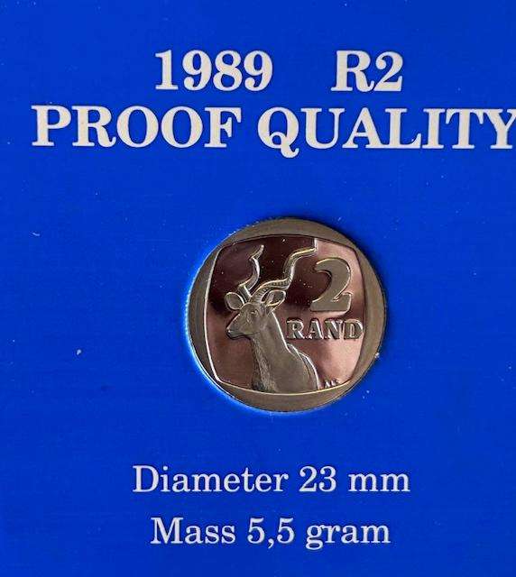 1989 - R2 PROOF COIN RSA - LIMITED EDITION - RARE - ENCAPSULATED ULTRA CAMEO