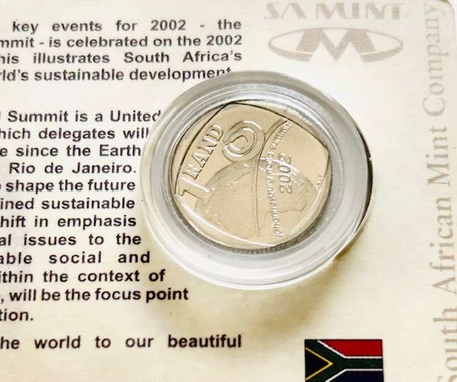2002 South Africa 2002 R1 Johannesburg World Summit in SA Mint Card and capsule