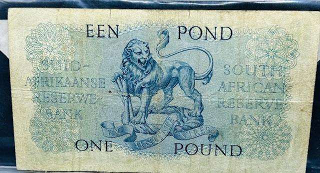 MH DE KOCK 3rd ISSUE ONE POUND NOTE 1959 Afr/Eng F