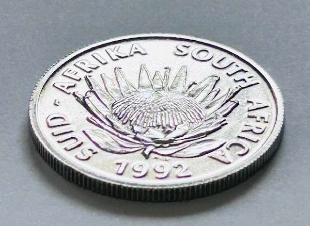 South African 1992 One Rand, 100th Anniversary, UNC, Soli Deo Gloria UNC in red SAM mint box