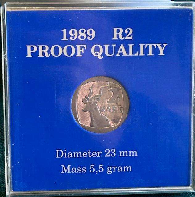 1989 - R2 PROOF COIN RSA - LIMITED EDITION - RARE - ENCAPSULATED ULTRA CAMEO