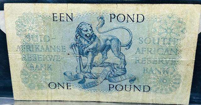 MH DE KOCK 3rd ISSUE ONE POUND NOTE 1959 Afr/Eng F