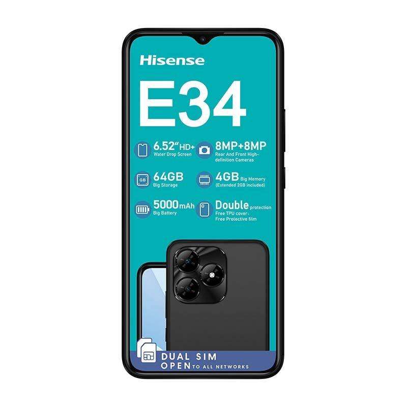 SMARTPHONE HISENSE E34|| 64/4G, DUAL SIM, DUAL CLEAR CAMERA, BIG SCREEN,HUGE BATTERY
