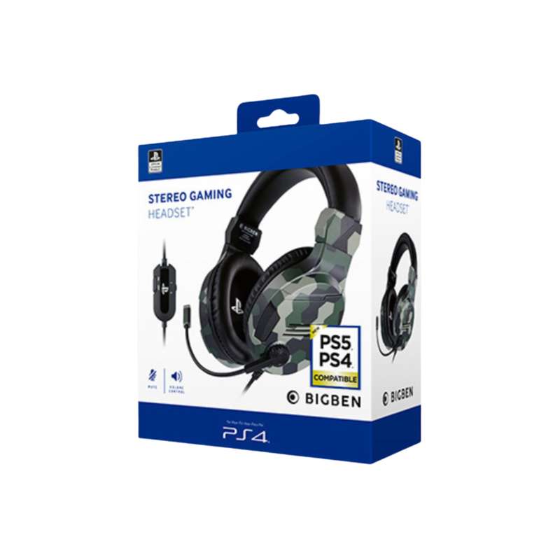 Bigben V3 Wired Gaming Headset Green Camouflage - PS4 & PS5