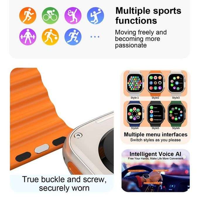 i20 Ultra Max Suit 10 in 1 Bluetooth Calling Smartwatch+Earpods-Amoled,Multiple Sports Modes etc