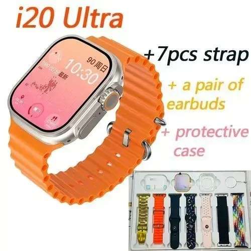 i20 Ultra Max Suit 10 in 1 Bluetooth Calling Smartwatch+Earpods-Amoled,Multiple Sports Modes etc