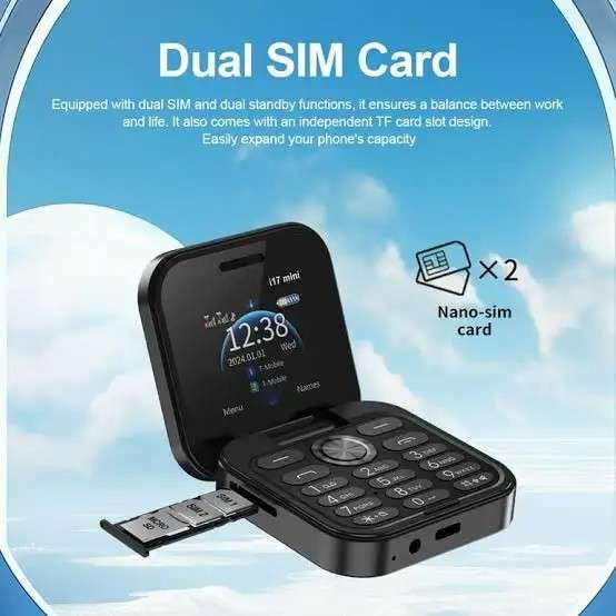 i17 Mini Flip Pro Mobile Phone Blue