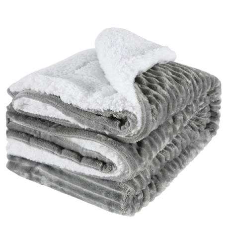 Luxurious Sherpa Fleece Blanket Grey