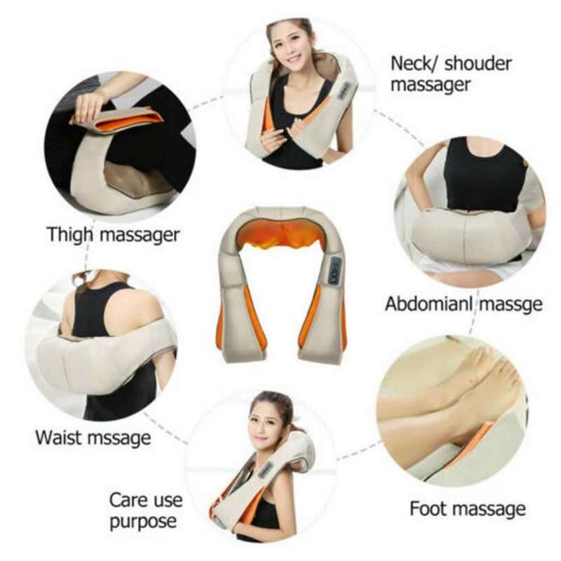 Hurriaj 4D Neck Back Shoulder Massager with Heat Deep Kneading Massage Pillow