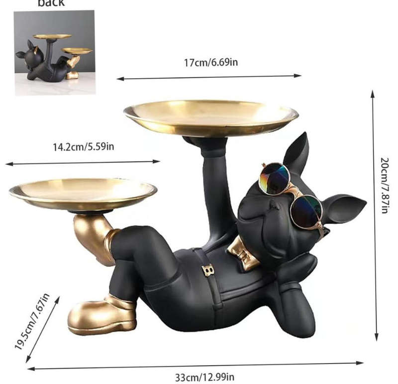 French Bulldog Decor Sculpture, Creative Bulldog Statue with Sunglasses
