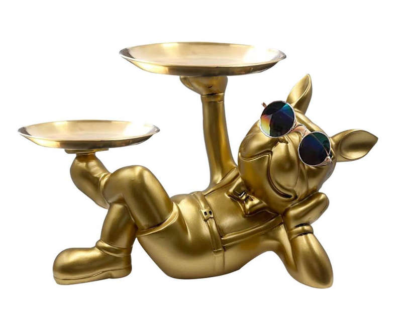 French Bulldog Decor Sculpture, Creative Bulldog Statue with Sunglasses