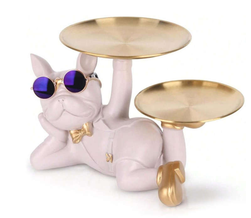 French Bulldog Decor Sculpture, Creative Bulldog Statue with Sunglasses