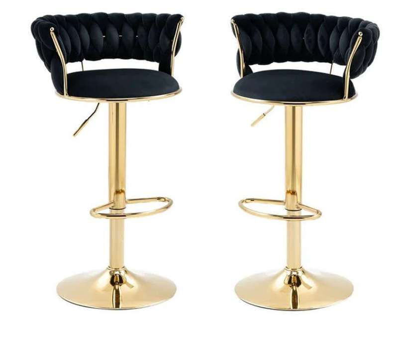 HURRIAJ Velvet Swivel Luxury Bar Stools  Elegant Comfort Meets Modern Style PACK OF 2