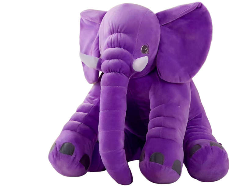 hurriaj Little Elephant Baby Pillow - Soft Plush Support Cushion - Purple