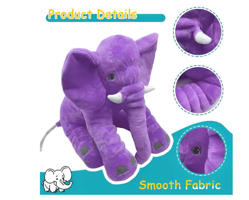 hurriaj Little Elephant Baby Pillow - Soft Plush Support Cushion - Purple