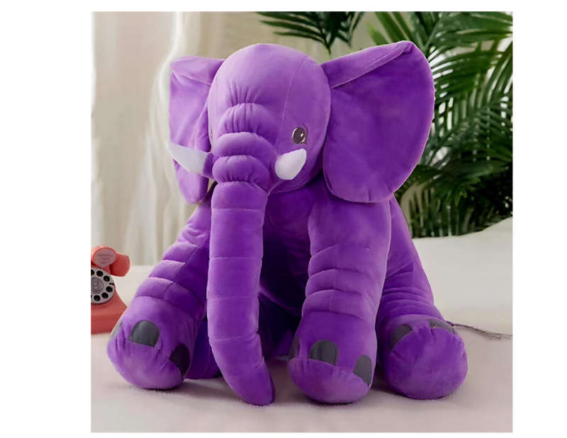 hurriaj Little Elephant Baby Pillow - Soft Plush Support Cushion - Purple