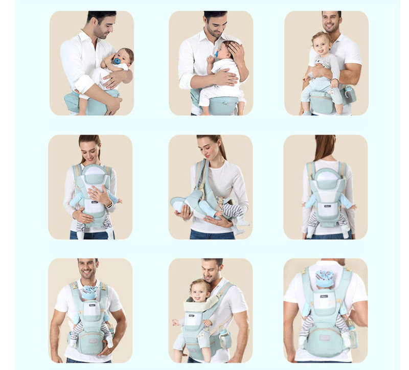 HURRIAJ Baby Carrier Ergonomic Infant Carrier with Hip Seat - Blue