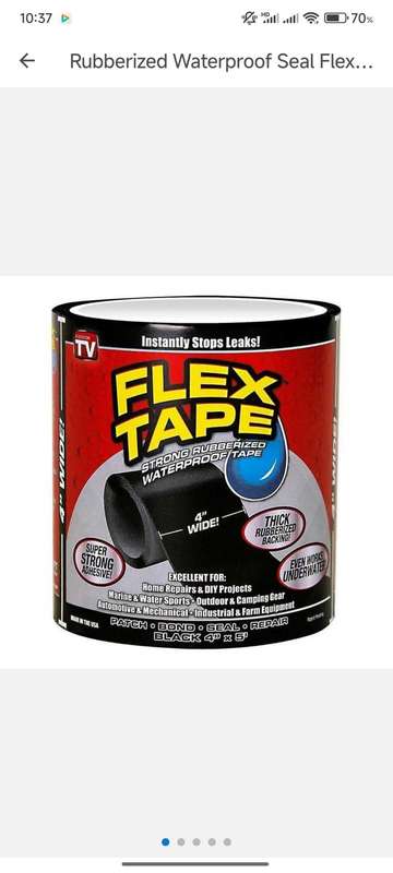 Rubberized Waterproof Seal Flex Tape 4 Inch - Black