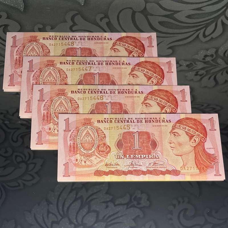4 x 1 Lempira Banknotes  Banco Central de Honduras | UNC | Sequential Serial Numbers