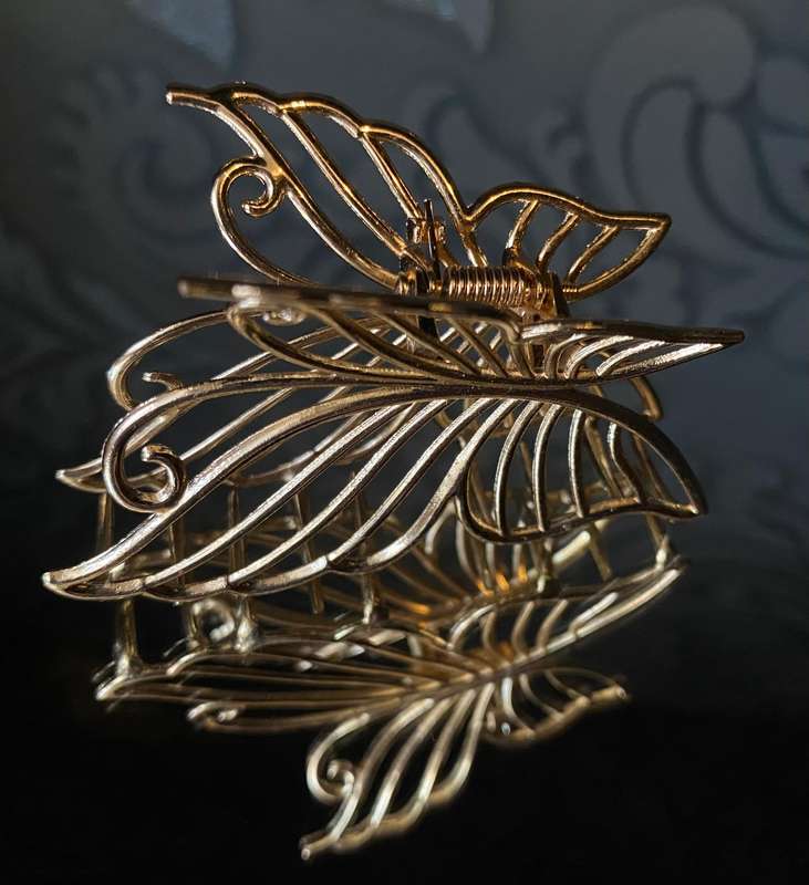 Gold Colour Butterfly Hair Clip  7cm