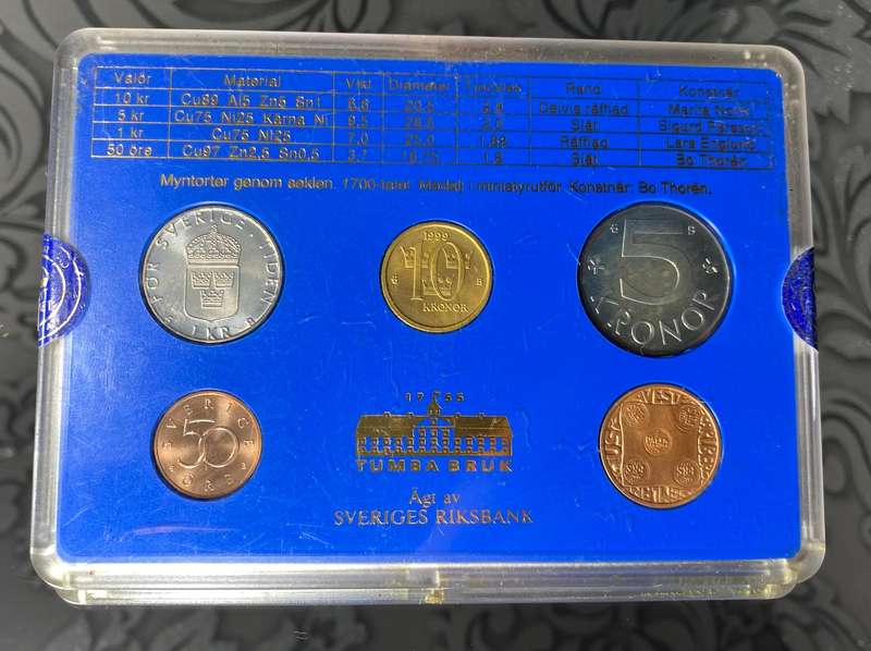 1999 Coins of Sweden  UNC Set by Sveriges Mynt