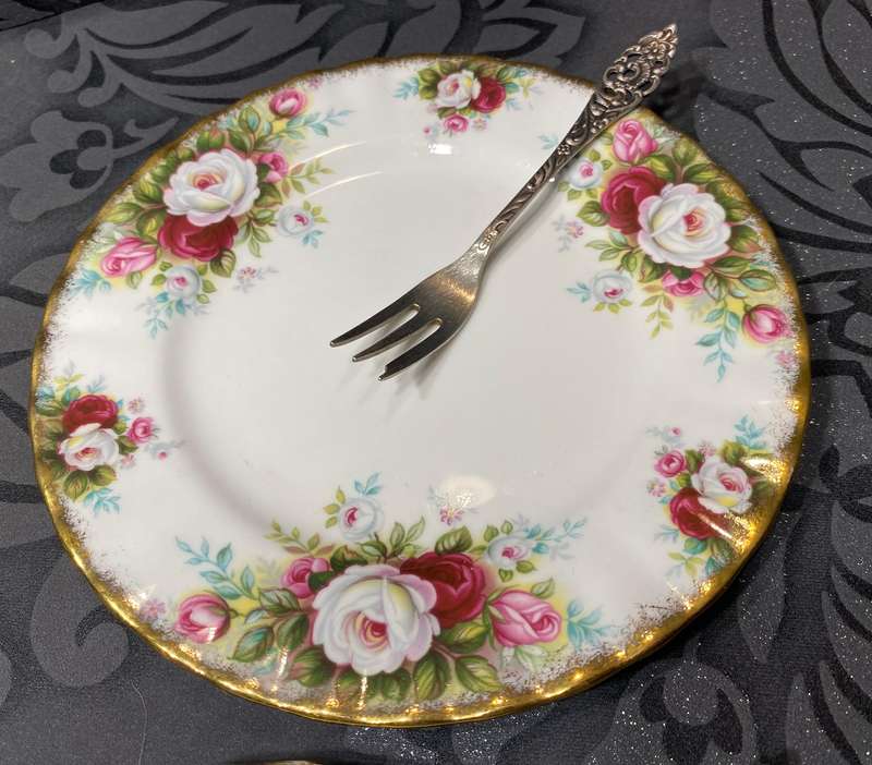 Royal Albert 'Celebration' Plates & Silver-Plated Forks Set
