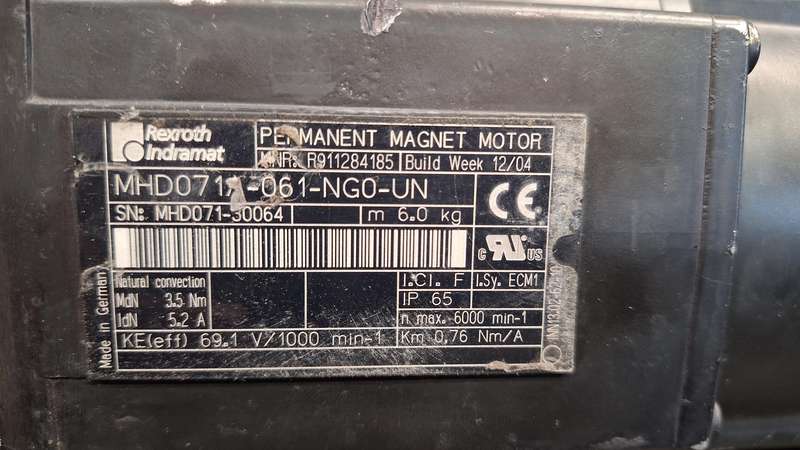 Rexroth Indramat Permanent Magnet Servo Motor MHD071A-061-NG0-UN  Tested & Working